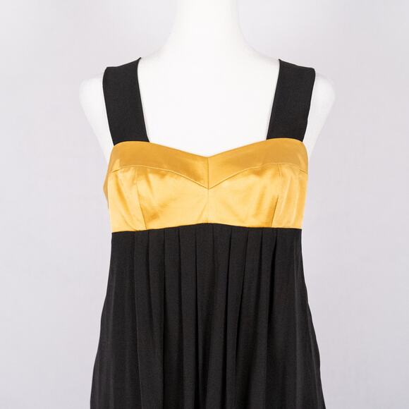 Amanda Uprichard Babydoll Style Silk Slip Dress Size SMALL Black & Gold Luxury - Picture 2 of 7
